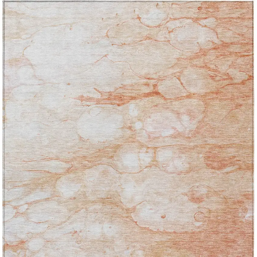 Copper Beige And Silver Abstract Washable Indoor Outdoor Area Rug Photo 5
