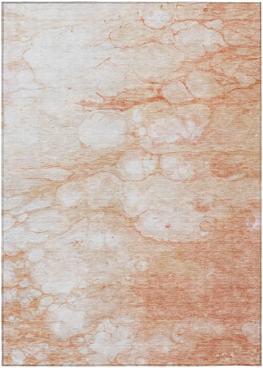 Copper Beige And Silver Abstract Washable Indoor Outdoor Area Rug Photo 2