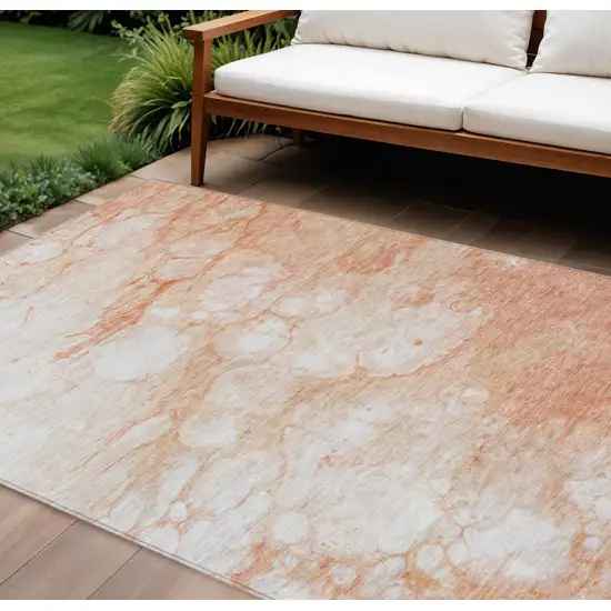 Copper Beige And Silver Abstract Washable Indoor Outdoor Area Rug Photo 1