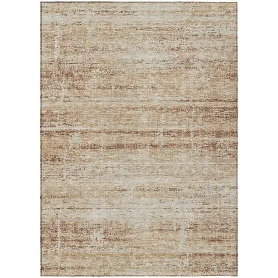 Copper Beige And Taupe Abstract Washable Indoor Outdoor Area Rug Photo 1