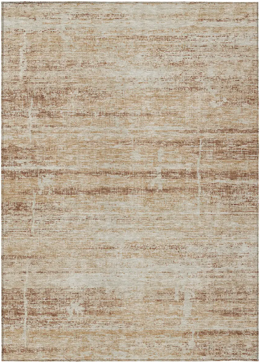 Copper Beige And Taupe Abstract Washable Indoor Outdoor Area Rug Photo 1