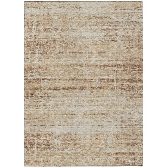 Copper Beige And Taupe Abstract Washable Indoor Outdoor Area Rug Photo 1