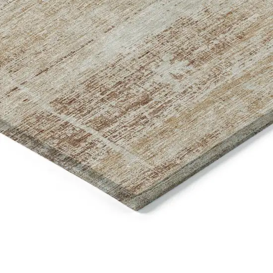 Copper Beige And Taupe Abstract Washable Indoor Outdoor Area Rug Photo 3