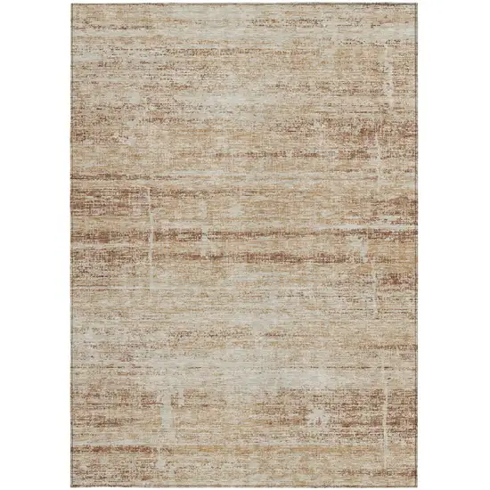 Copper Beige And Taupe Abstract Washable Indoor Outdoor Area Rug Photo 4