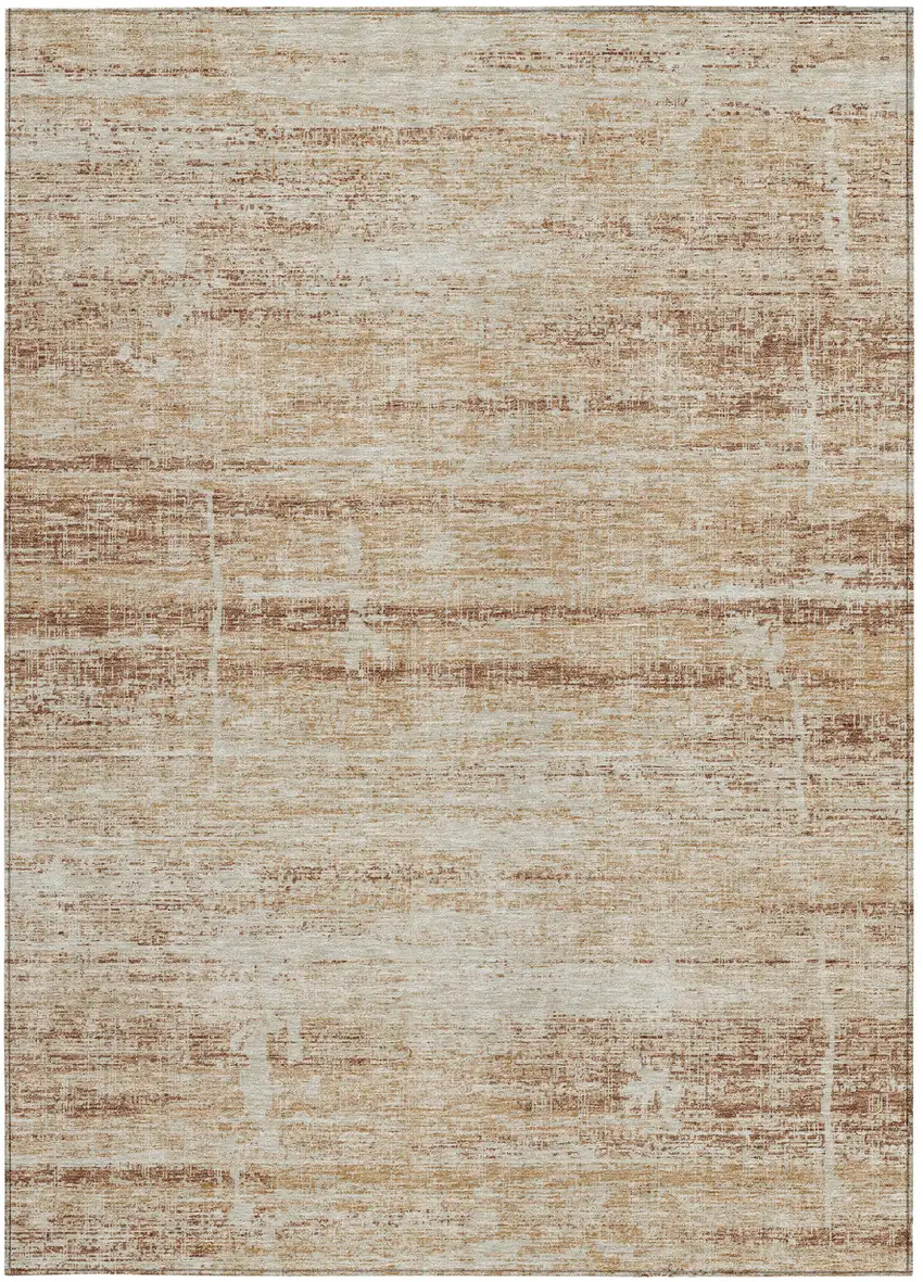 Copper Beige And Taupe Abstract Washable Indoor Outdoor Area Rug Photo 4