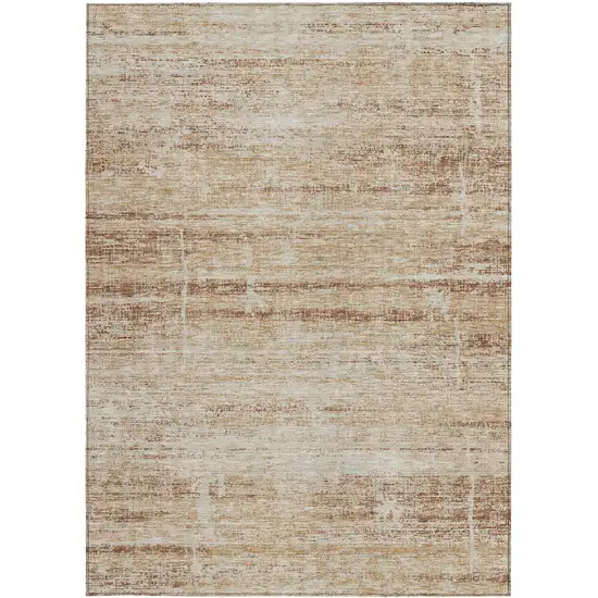 Copper Beige And Taupe Abstract Washable Indoor Outdoor Area Rug Photo 4