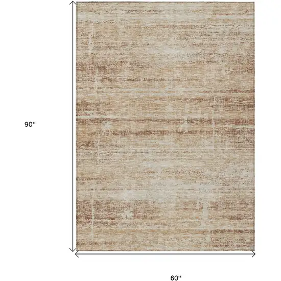Copper Beige And Taupe Abstract Washable Indoor Outdoor Area Rug Photo 9