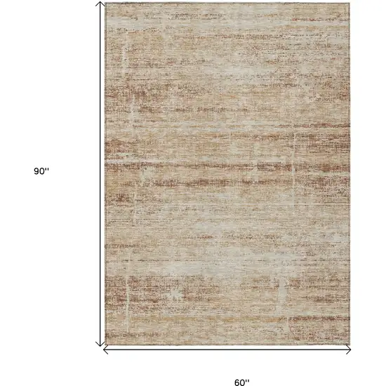 Copper Beige And Taupe Abstract Washable Indoor Outdoor Area Rug Photo 9