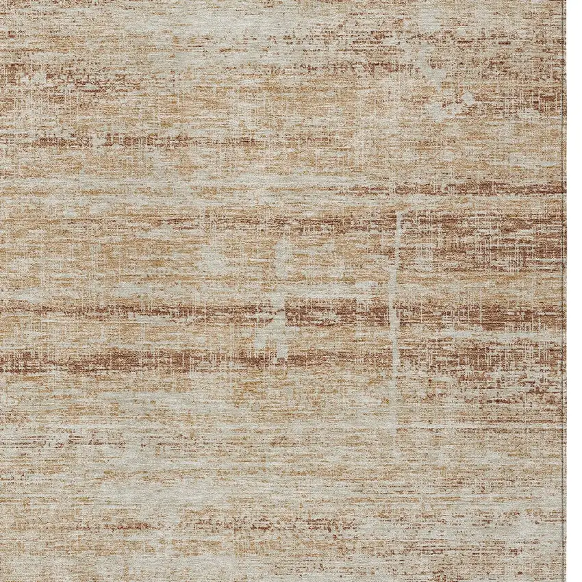 Copper Beige And Taupe Abstract Washable Indoor Outdoor Area Rug Photo 4