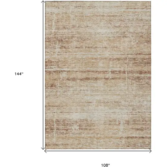 Copper Beige And Taupe Abstract Washable Indoor Outdoor Area Rug Photo 3