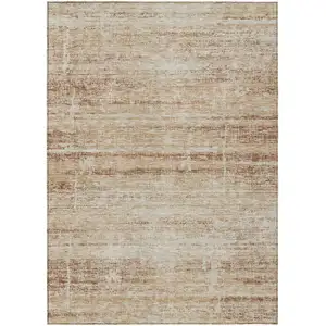 Photo of Copper Beige And Taupe Abstract Washable Indoor Outdoor Area Rug