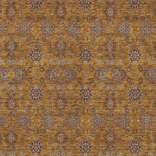 Copper Beige And Taupe Floral Washable Indoor Outdoor Area Rug Photo 5