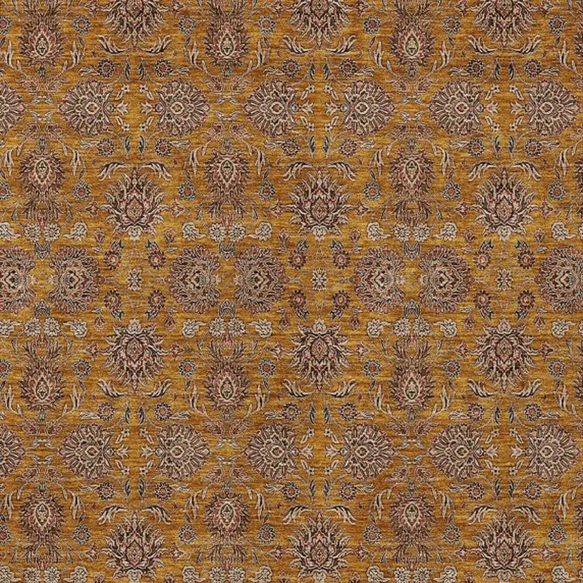 Copper Beige And Taupe Floral Washable Indoor Outdoor Area Rug Photo 5