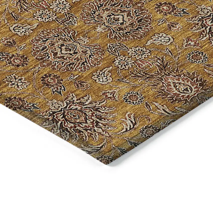 Copper Beige And Taupe Floral Washable Indoor Outdoor Area Rug Photo 4