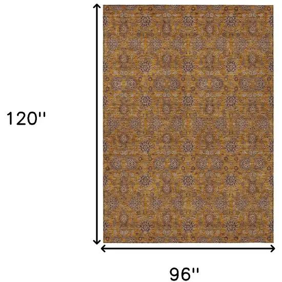 Copper Beige And Taupe Floral Washable Indoor Outdoor Area Rug Photo 3