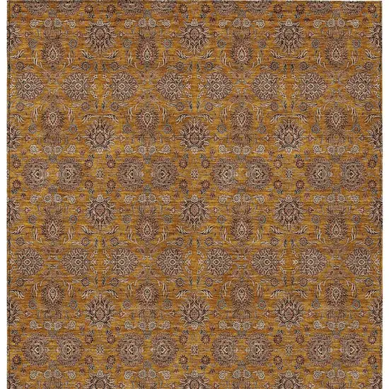 Copper Beige And Taupe Floral Washable Indoor Outdoor Area Rug Photo 5