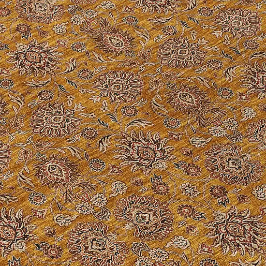 Copper Beige And Taupe Floral Washable Indoor Outdoor Area Rug Photo 4