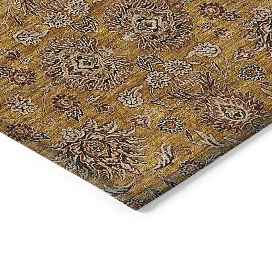 Copper Beige And Taupe Floral Washable Indoor Outdoor Area Rug Photo 3