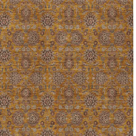 Copper Beige And Taupe Floral Washable Indoor Outdoor Area Rug Photo 5