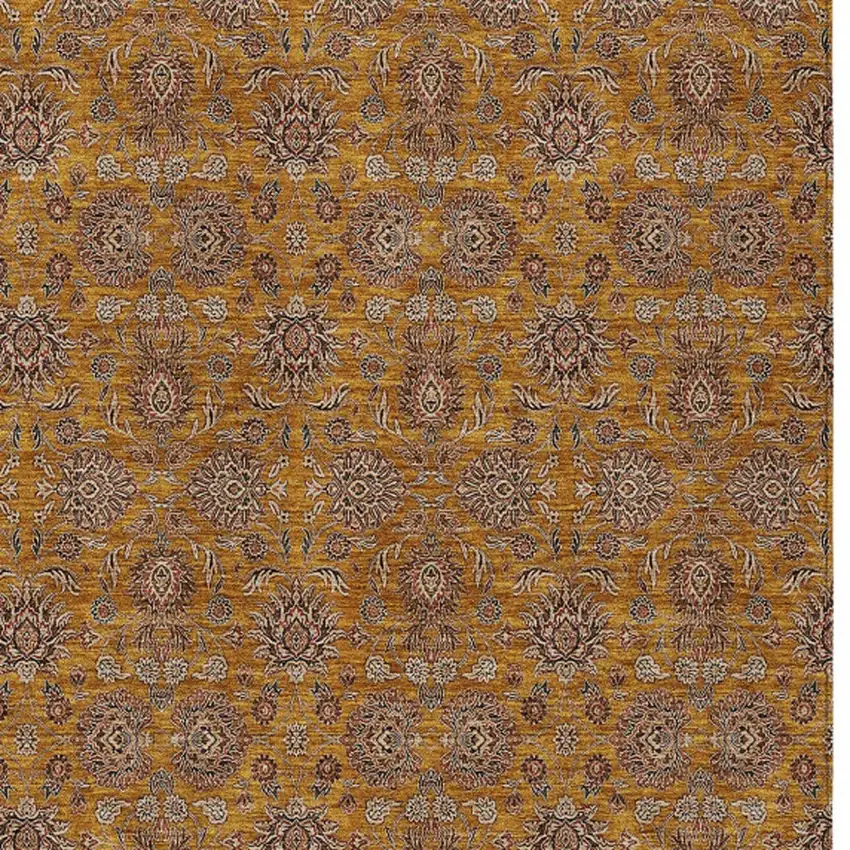 Copper Beige And Taupe Floral Washable Indoor Outdoor Area Rug Photo 5