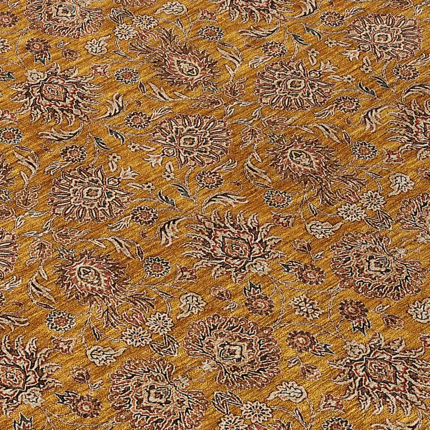 Copper Beige And Taupe Floral Washable Indoor Outdoor Area Rug Photo 4