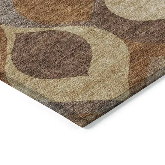 Copper Beige And Taupe Ogee Washable Indoor Outdoor Area Rug Photo 3