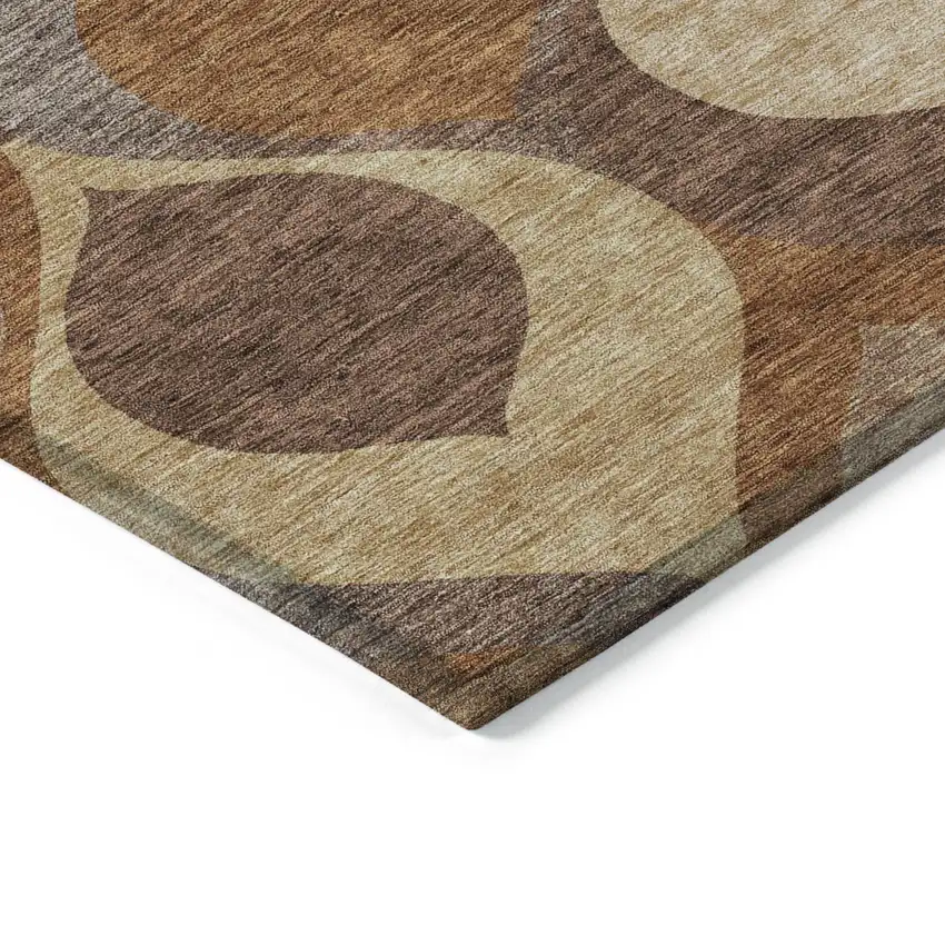 Copper Beige And Taupe Ogee Washable Indoor Outdoor Area Rug Photo 3