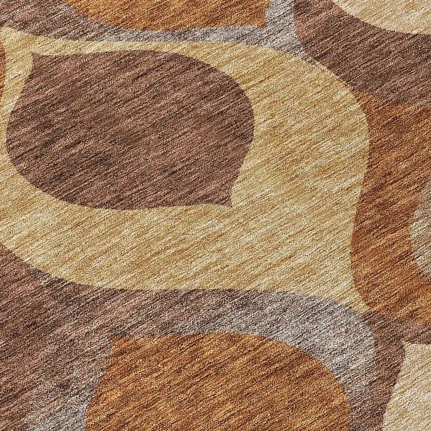 Copper Beige And Taupe Ogee Washable Indoor Outdoor Area Rug Photo 4