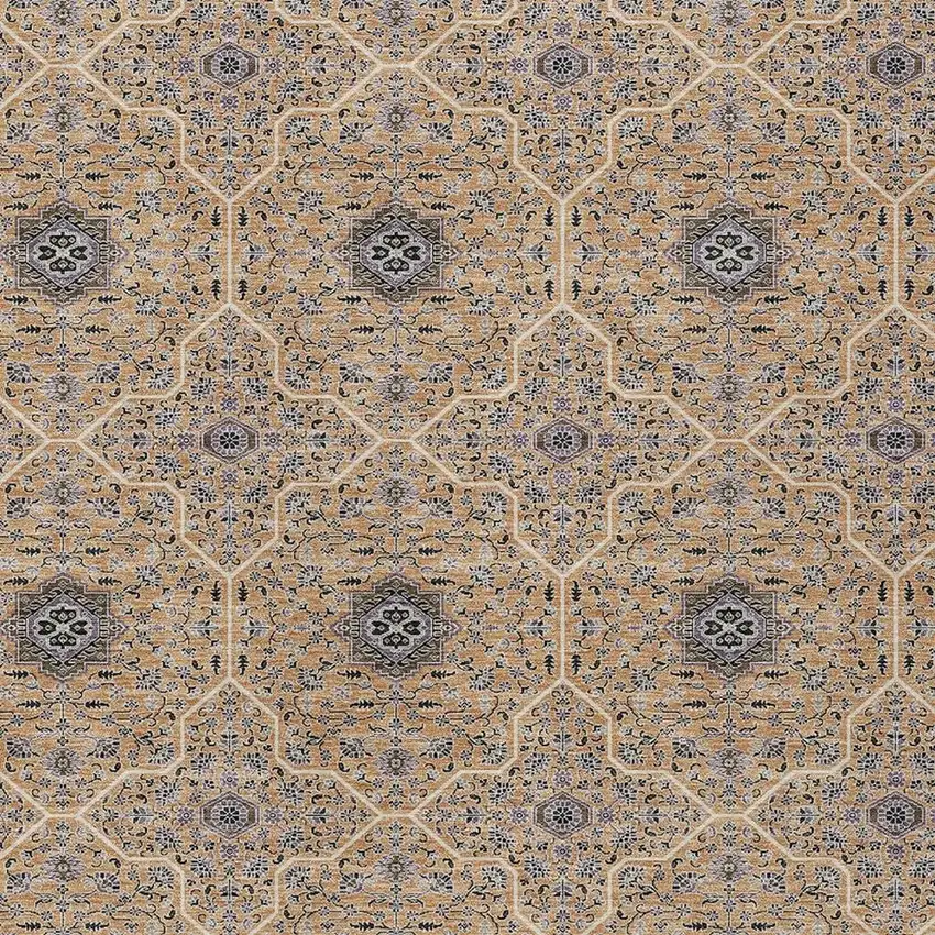 Copper Black And Brown Oriental Washable Indoor Outdoor Area Rug Photo 2