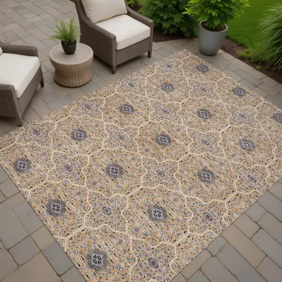 Copper Black And Brown Oriental Washable Indoor Outdoor Area Rug Photo 7