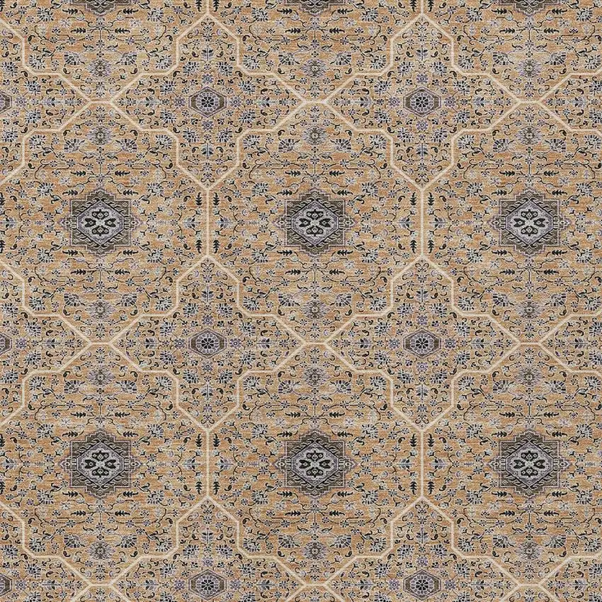 Copper Black And Brown Oriental Washable Indoor Outdoor Area Rug Photo 2