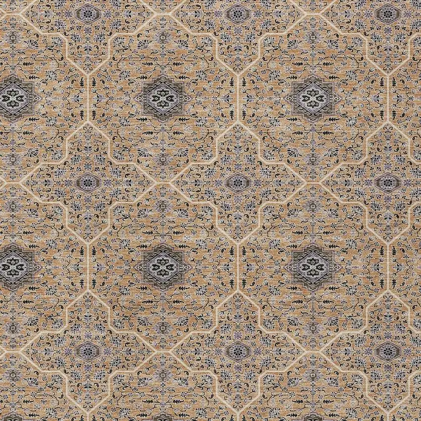 Copper Black And Brown Oriental Washable Indoor Outdoor Area Rug Photo 2