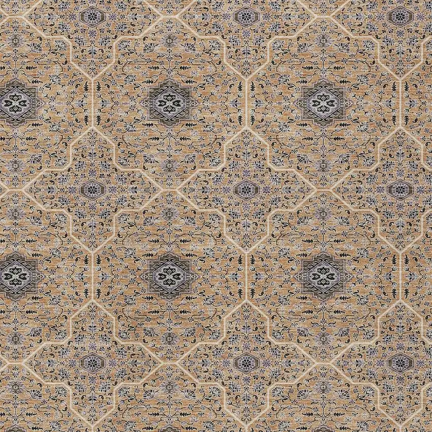 Copper Black And Brown Oriental Washable Indoor Outdoor Area Rug Photo 2