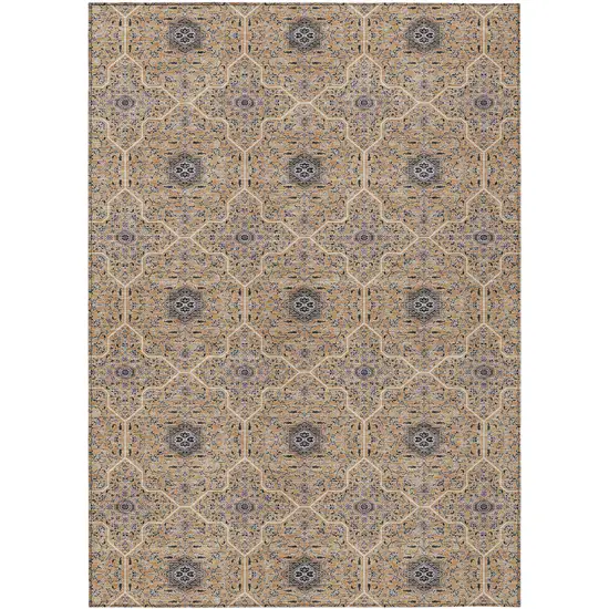 Copper Black And Brown Oriental Washable Indoor Outdoor Area Rug Photo 1