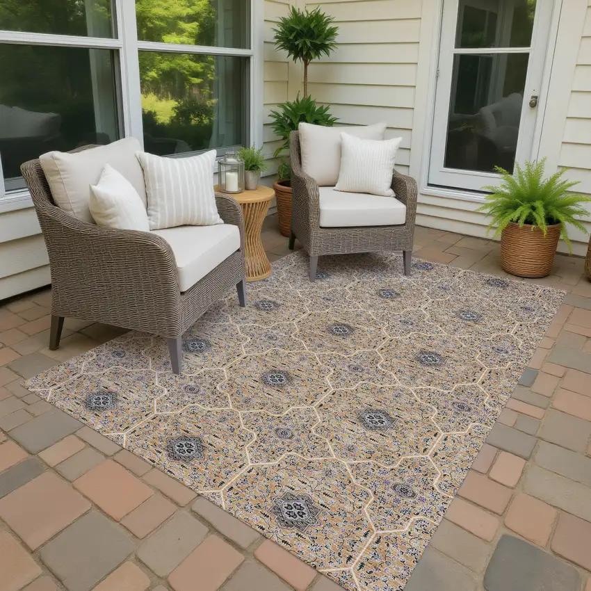Copper Black And Brown Oriental Washable Indoor Outdoor Area Rug Photo 4