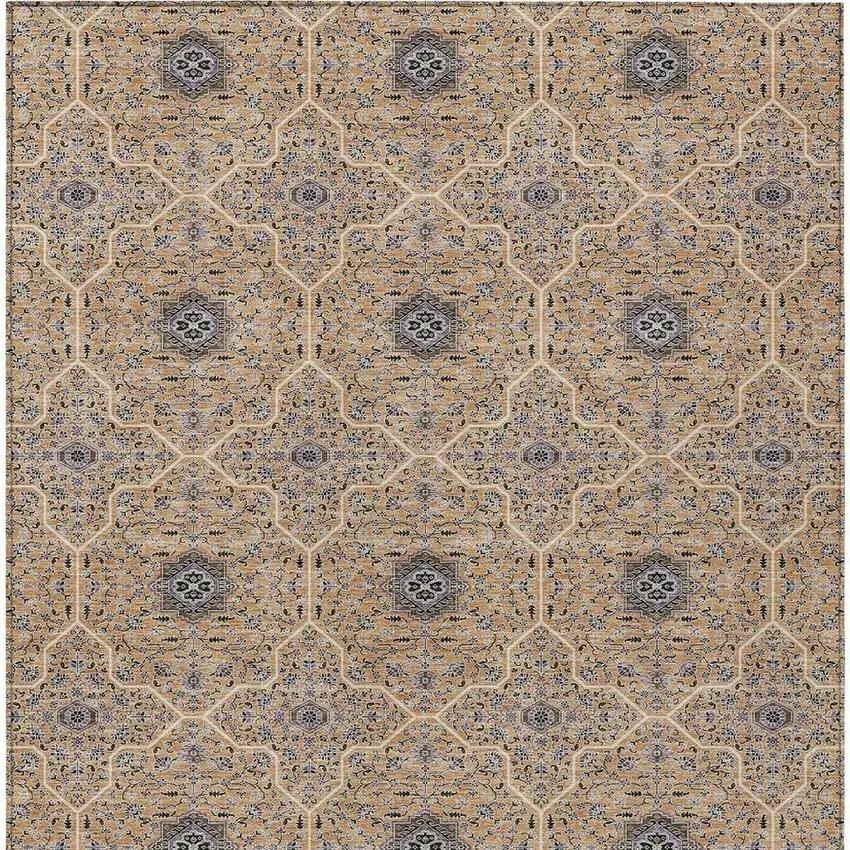 Copper Black And Brown Oriental Washable Indoor Outdoor Area Rug Photo 2
