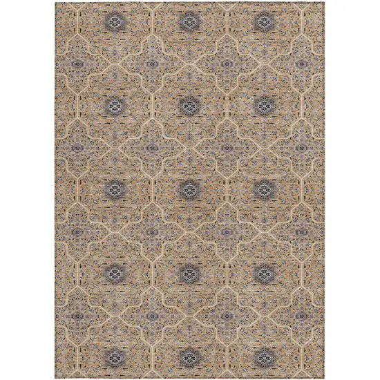 Copper Black And Brown Oriental Washable Indoor Outdoor Area Rug Photo 3