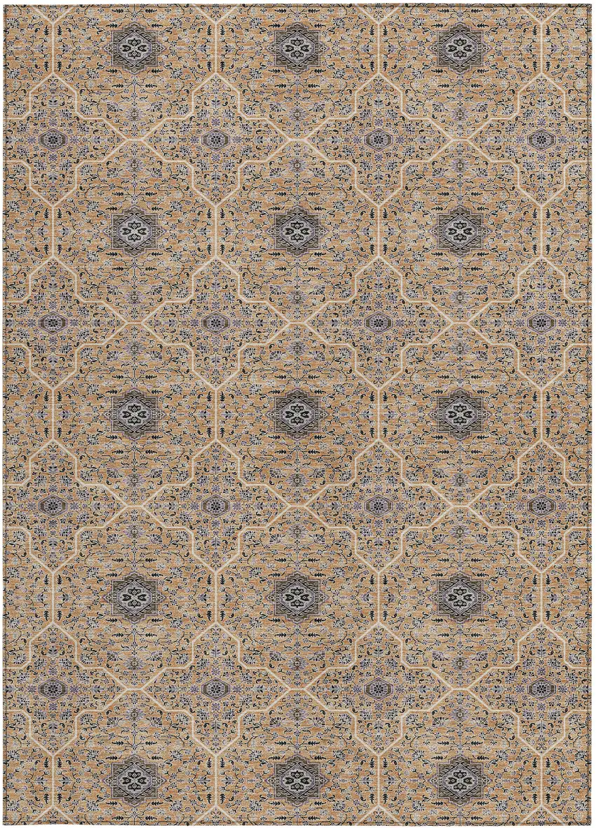 Copper Black And Brown Oriental Washable Indoor Outdoor Area Rug Photo 3