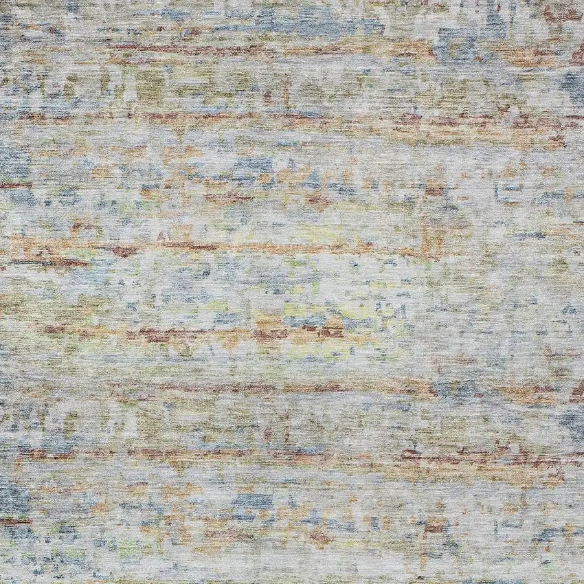 Copper Blue And Green Striped Washable Indoor Outdoor Area Rug Photo 6