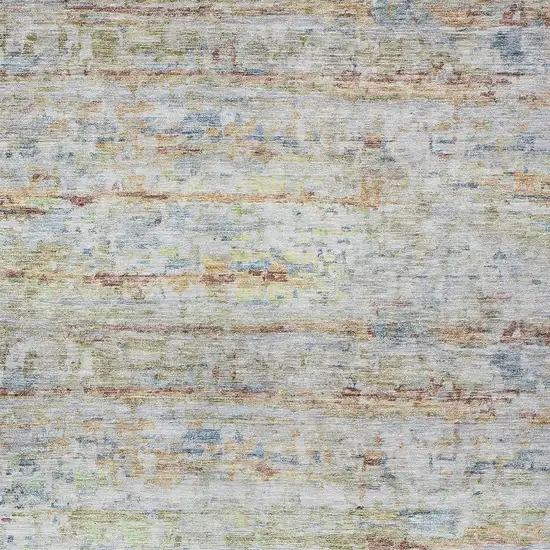 Copper Blue And Green Striped Washable Indoor Outdoor Area Rug Photo 6