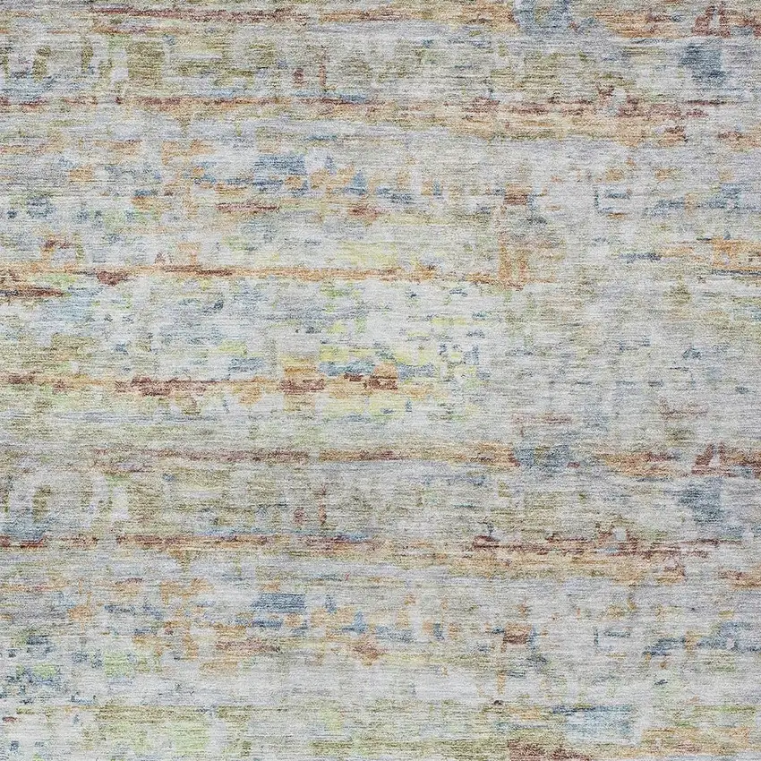 Copper Blue And Green Striped Washable Indoor Outdoor Area Rug Photo 6