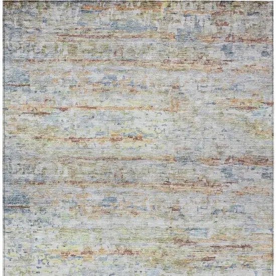 Copper Blue And Green Striped Washable Indoor Outdoor Area Rug Photo 7