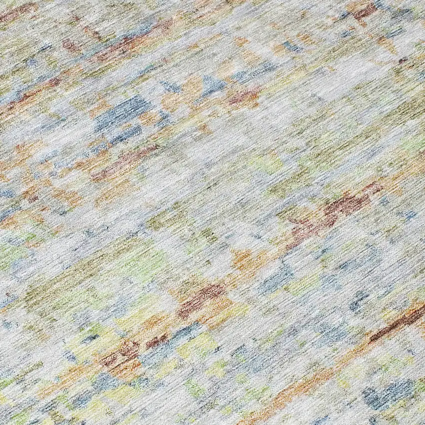 Copper Blue And Green Striped Washable Indoor Outdoor Area Rug Photo 5