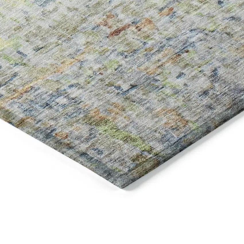 Copper Blue And Green Striped Washable Indoor Outdoor Area Rug Photo 4
