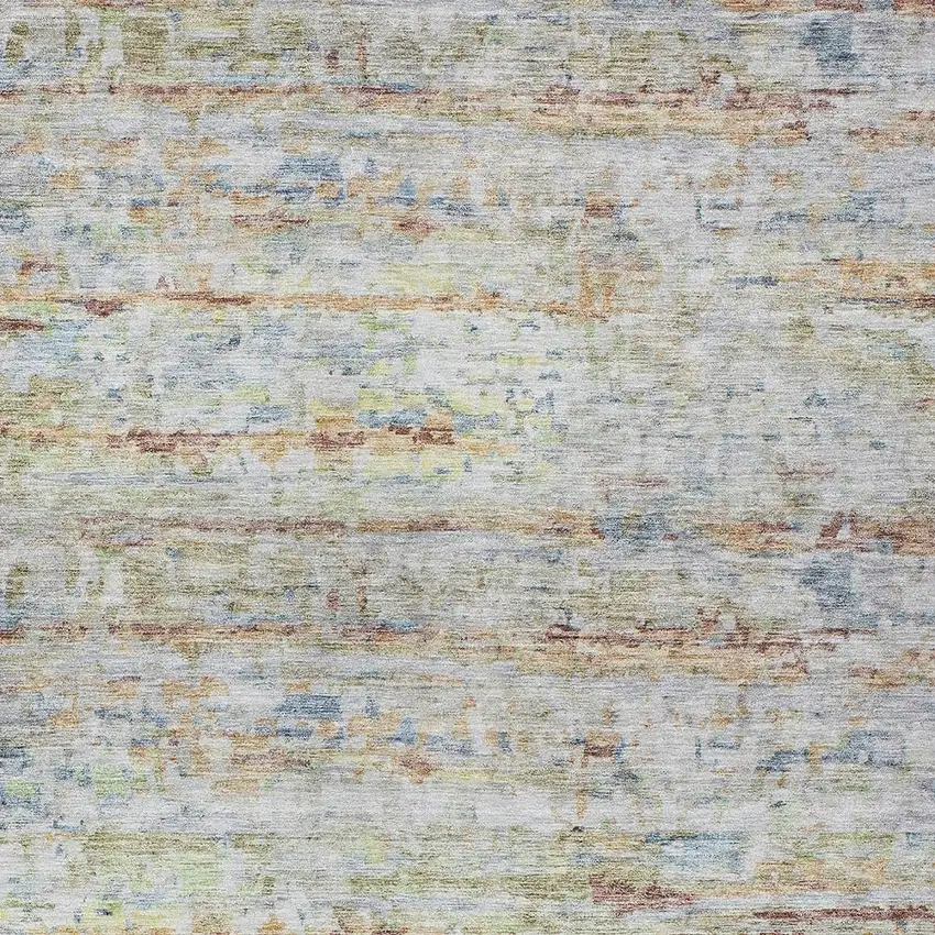 Copper Blue And Green Striped Washable Indoor Outdoor Area Rug Photo 6