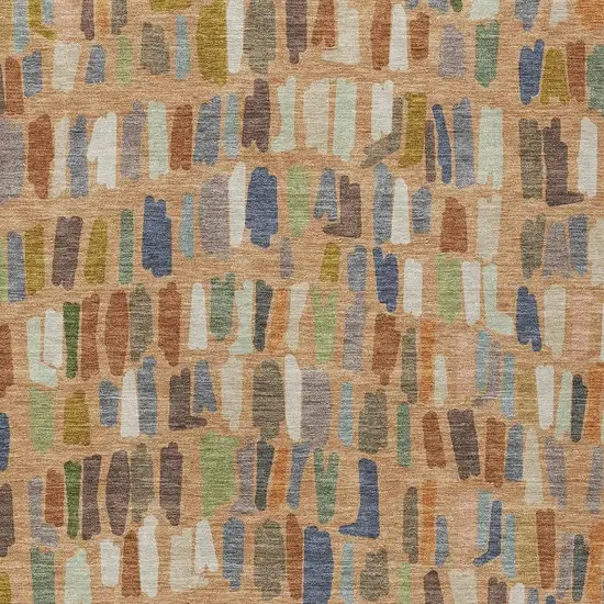 Copper Blue And Ivory Striped Washable Indoor Outdoor Area Rug Photo 2