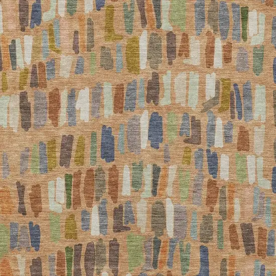 Copper Blue And Ivory Striped Washable Indoor Outdoor Area Rug Photo 2