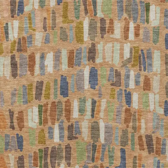 Copper Blue And Ivory Striped Washable Indoor Outdoor Area Rug Photo 2