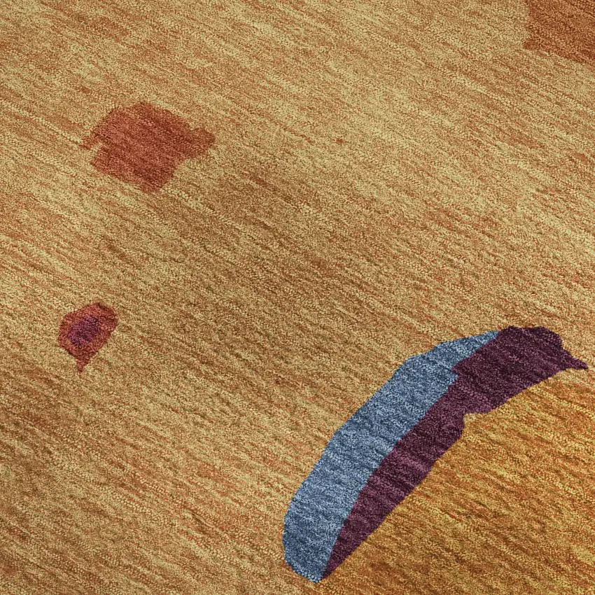 Copper Blue And Orange Abstract Washable Area Rug With UV Protection Photo 2