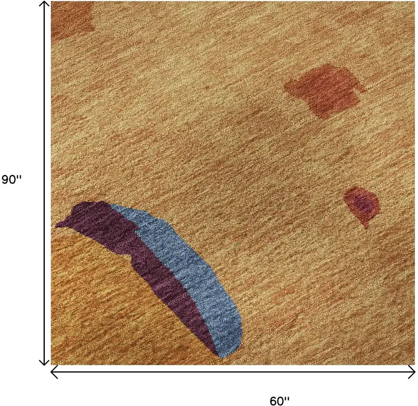 Copper Blue And Orange Abstract Washable Area Rug With UV Protection Photo 9